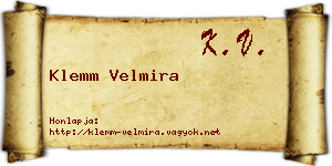 Klemm Velmira névjegykártya